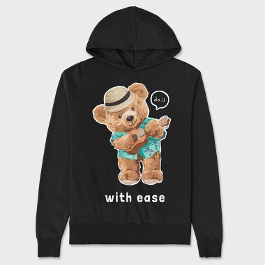 Hawaiian Bear Strumming, Hanorac Oversize Barbati (Unisex)