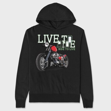Live To Ride, Hanorac Oversize Barbati (Unisex)