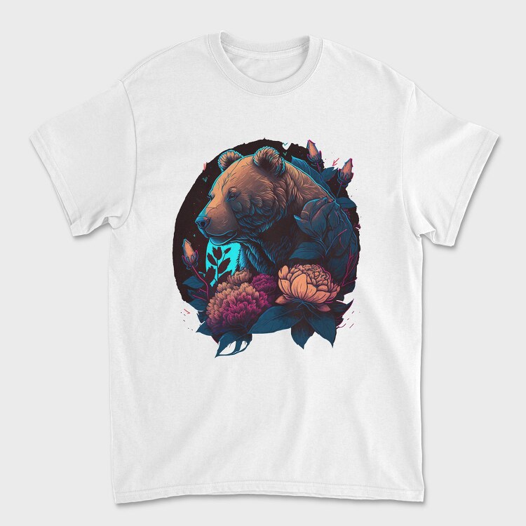 Neon Bear Blooms, Tricou Barbati (Unisex)