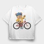 Bicycle Day Bear, Tricou Oversize Barbati (Unisex)