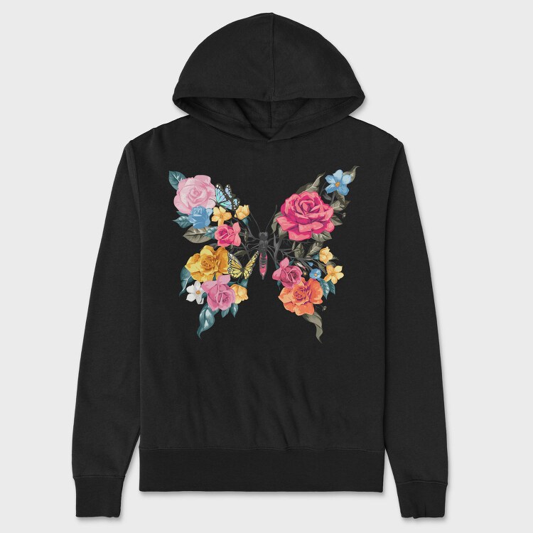 Butterfly Roses Bloom, Hanorac Oversize Barbati (Unisex)