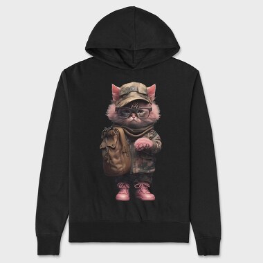 Cat Soldier, Hanorac Oversize Barbati (Unisex)