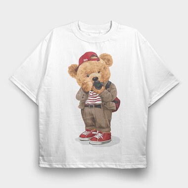 Teddy Photographer, Tricou Oversize Barbati (Unisex)