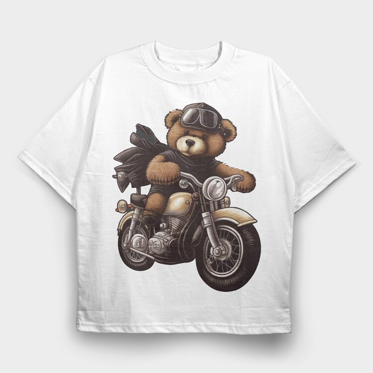 Teddy Rider 1, Tricou Oversize Barbati (Unisex)