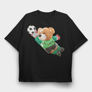 Soccer Bear Save, Tricou Oversize Barbati (Unisex)
