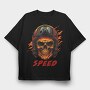 Speed Skull Racer, Tricou Oversize Barbati (Unisex)