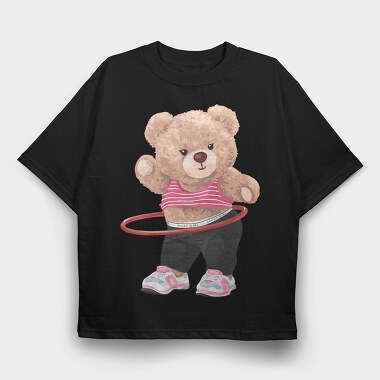 Sporty Bear Hula Hoop, Tricou Oversize Barbati (Unisex)