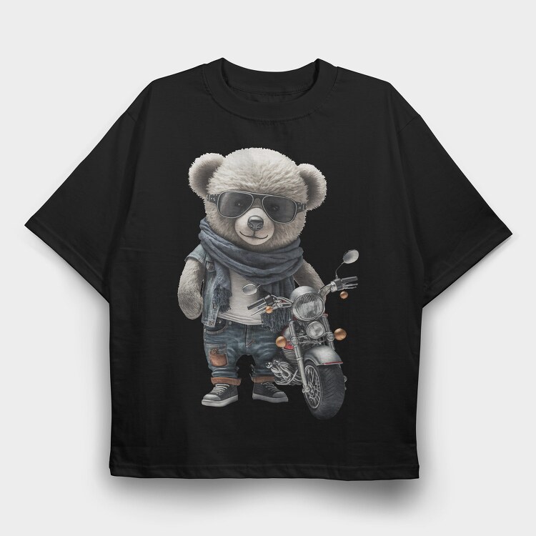 Teddy Biker Style, Tricou Oversize Barbati (Unisex)
