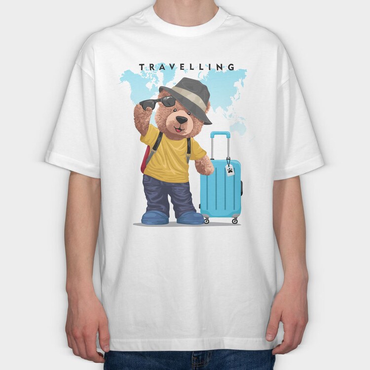 Traveling Bear, Tricou Oversize Barbati (Unisex)