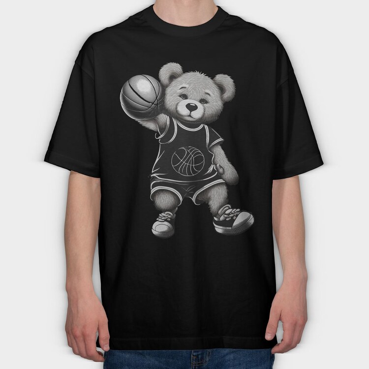 Basketball Bear, Tricou Oversize Barbati (Unisex)