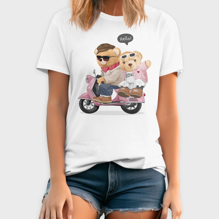 Teddy Hello Ride, Tricou Barbati (Unisex)