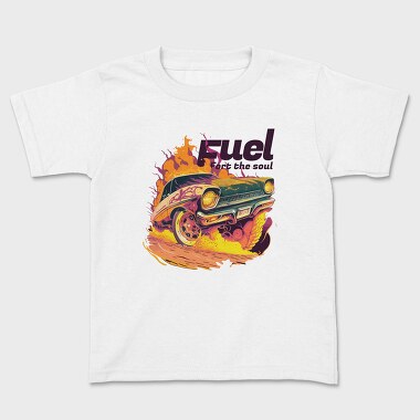 Hot Road Car Burning Ground Fuel Soul Cartoon, Tricou Copii