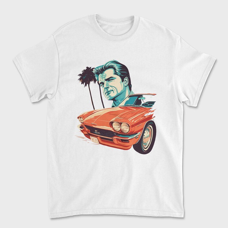 Iconic Car Convertible With Man, Tricou Barbati (Unisex)