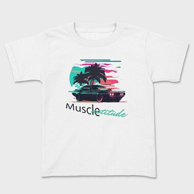 Muscle Attitude Car Vaporwave, Tricou Copii