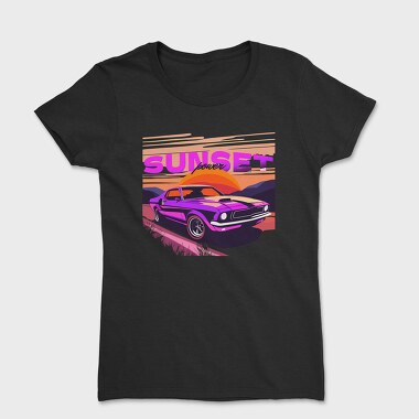 Muscle Car Mountain Sunset, Tricou Femei