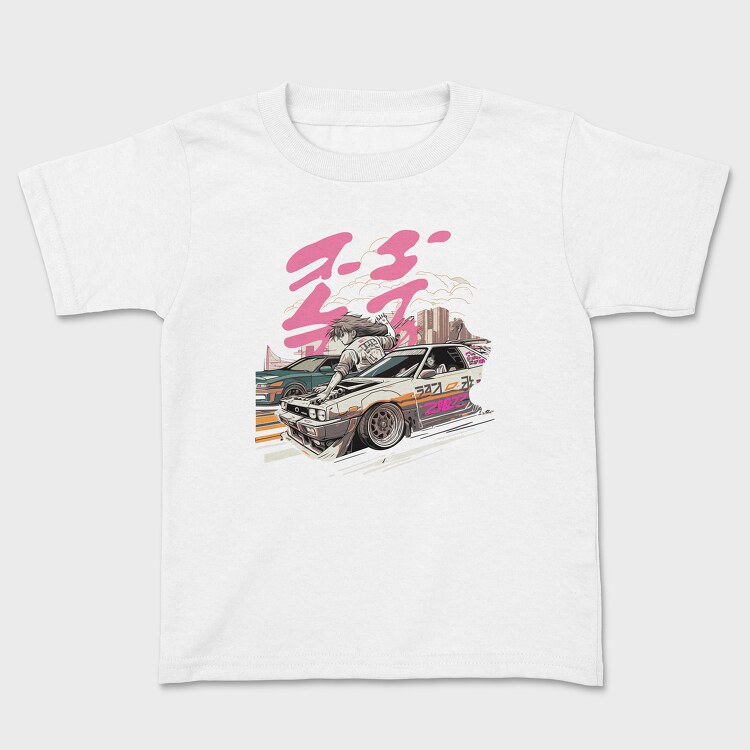 Race Car Competing Girl Manga, Tricou Copii