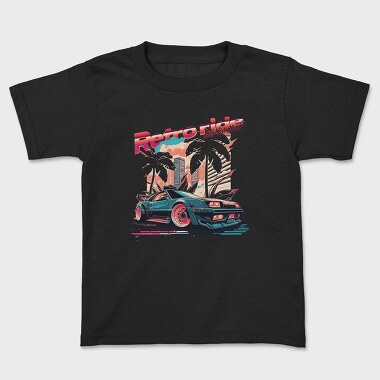 Retro Ride and Sunset Sports Car City Palm Trees Vaporwave, Tricou Copii