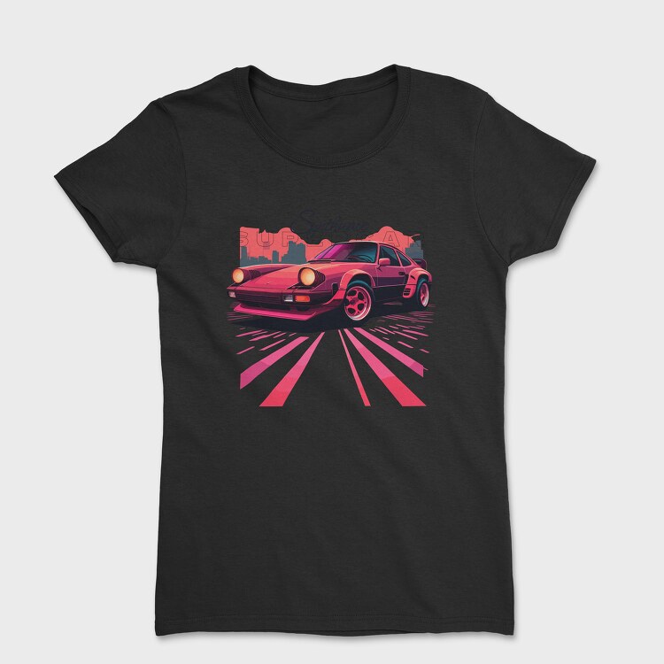 Synthwave Supercar Classic Sports Car Vaporwave, Tricou Femei