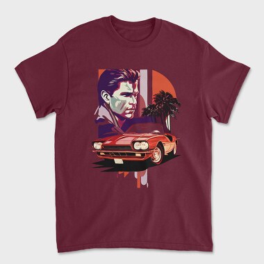 Vintage Car Convertible With Man and Trees, Tricou Barbati (Unisex)