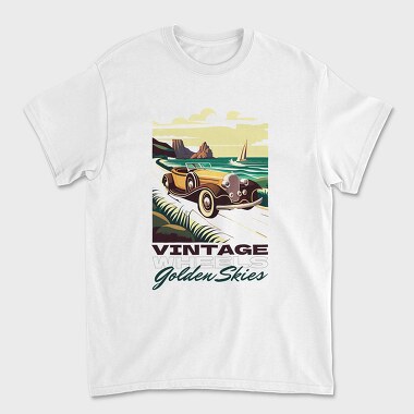 Vintage Car Driving Coastal Road 2, Tricou Barbati (Unisex)