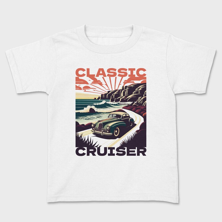 Tricou Copii, Vintage Car Driving Coastal Road