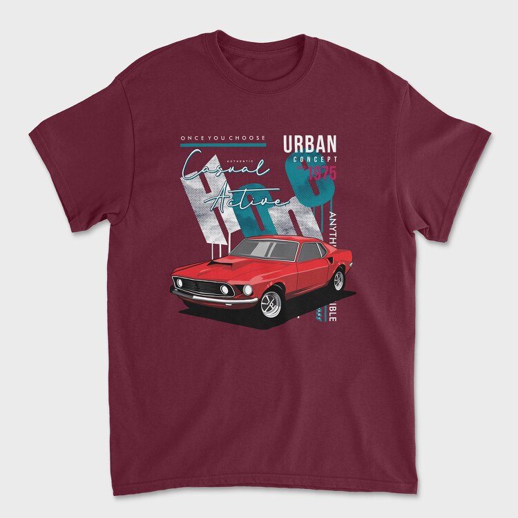 Casual Active Red Car, Tricou Barbati (Unisex)