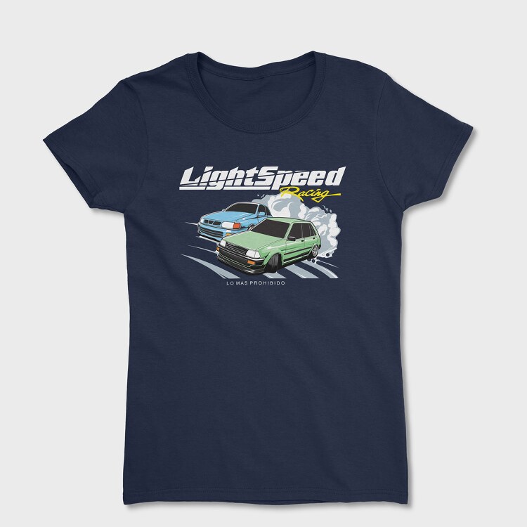 Tricou Femei, Drift Racing Blue Green Car