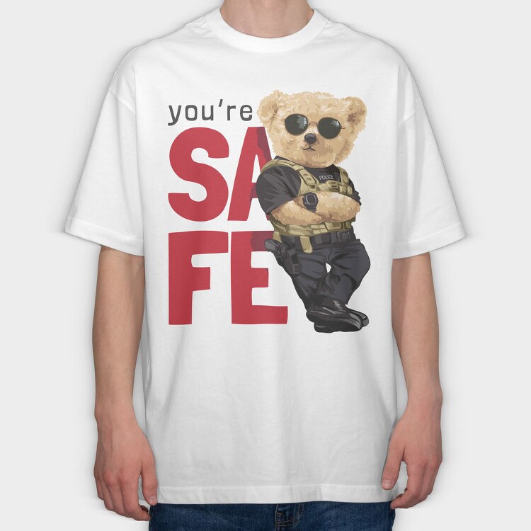 Teddy Bear Police Safe, Tricou Oversize Barbati (Unisex)