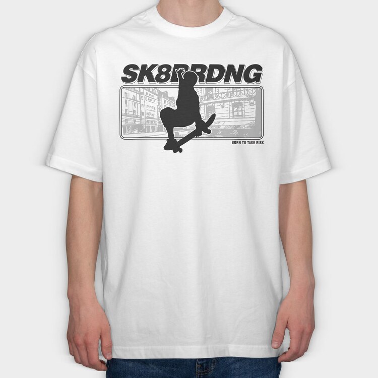 Skateboarding Risk, Tricou Oversize Barbati (Unisex)
