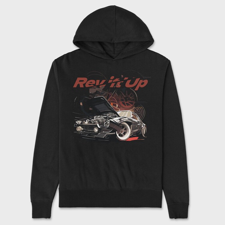 Rev It Up Sports Car Revving Engine Line, Hanorac Oversize Barbati (Unisex)