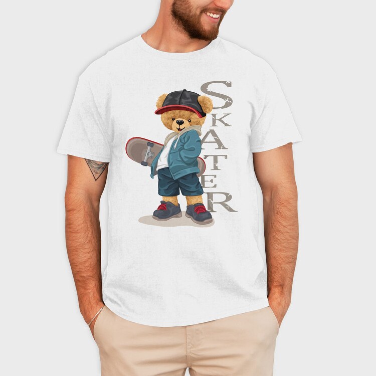 Skateboarding Teddy, Tricou Barbati (Unisex)