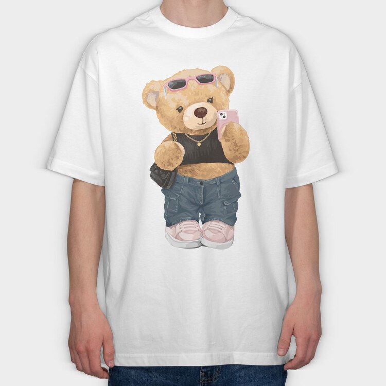 Teddy Selfie Style, Tricou Oversize Barbati (Unisex)