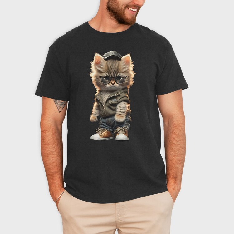 Hipster Kitty, Tricou Barbati (Unisex)