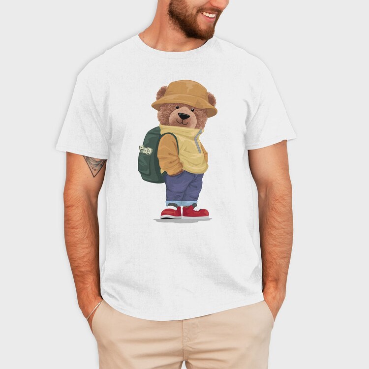 Bear Backpacker Cash, Tricou Barbati (Unisex)