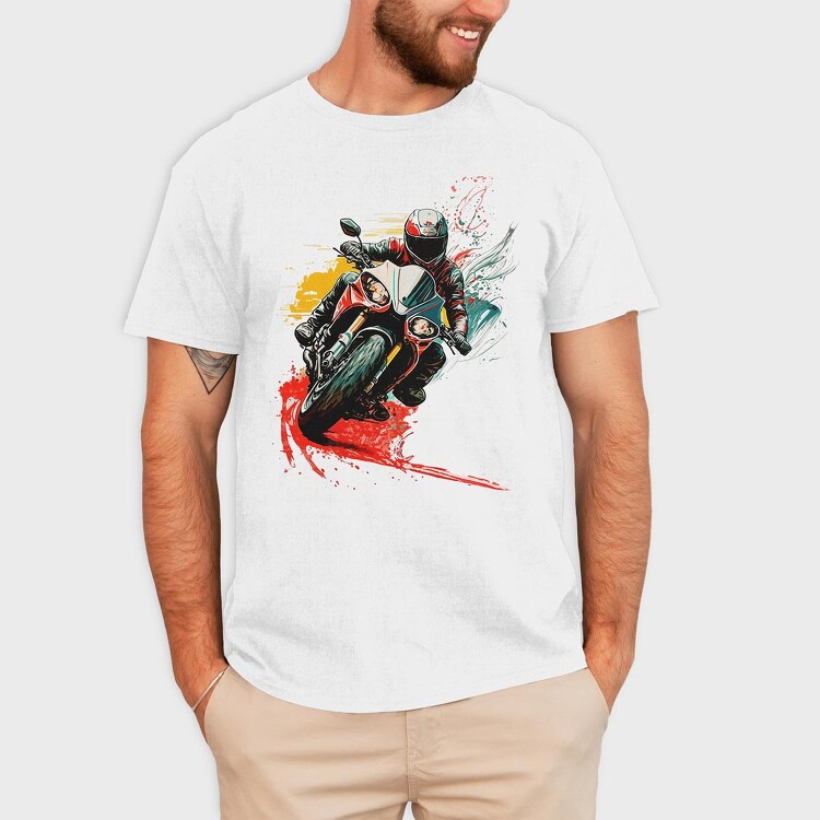 Colorful Explosion Sports Motorcycle Rider, Tricou Barbati (Unisex)
