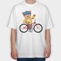 Bicycle Day Bear, Tricou Oversize Barbati (Unisex)