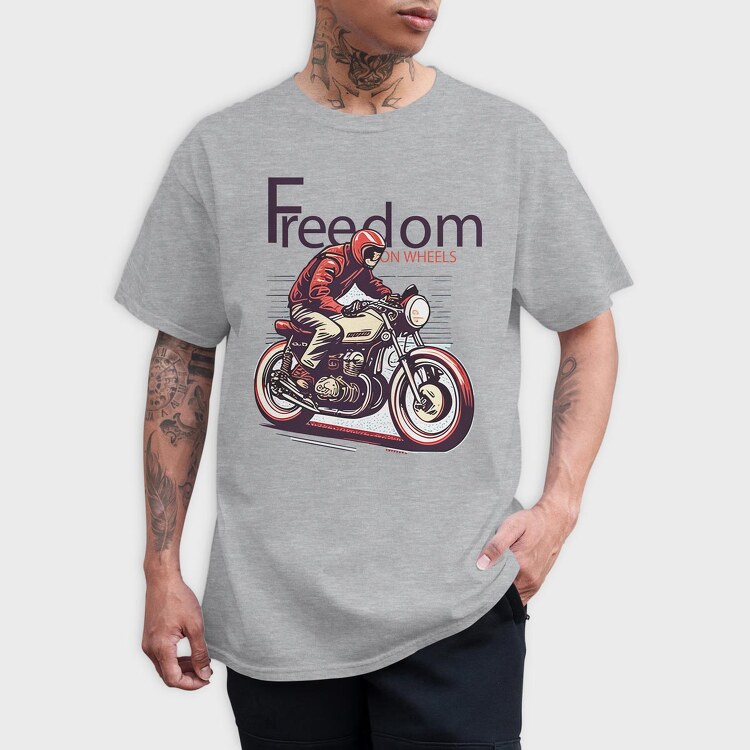 Freedom on Wheels Motorcycle Retro, Tricou Barbati (Unisex)