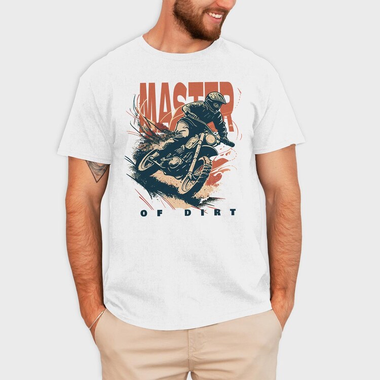 Master of Dirt Motocross Bike Kicking Up Dust, Tricou Barbati (Unisex)