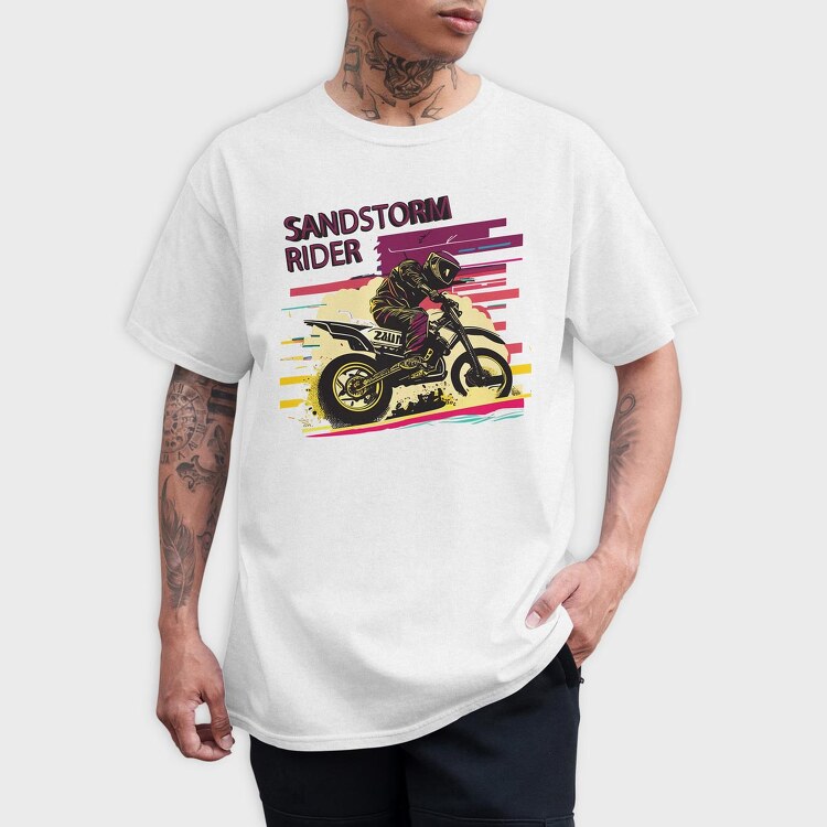 Motocross Rider MotorcycleArt 80S, Tricou Barbati (Unisex)