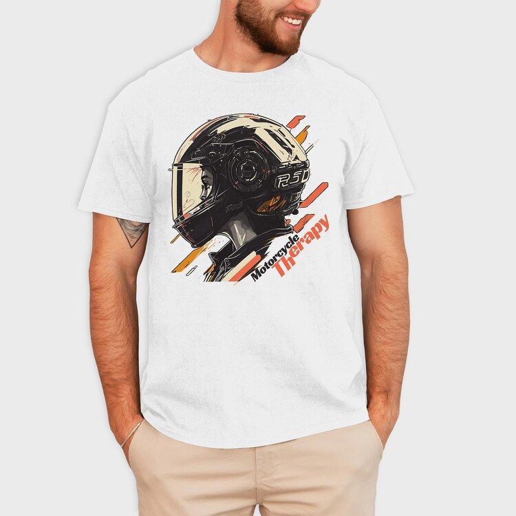 Motorcycle Therapy Helmet Artistic, Tricou Barbati (Unisex)