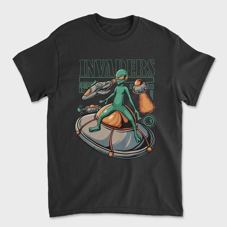 Alien Invasion, Tricou Barbati (Unisex)