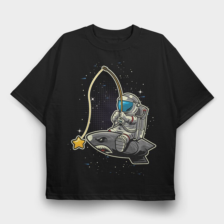 Astronaut Shark Space, Tricou Oversize Barbati (Unisex)