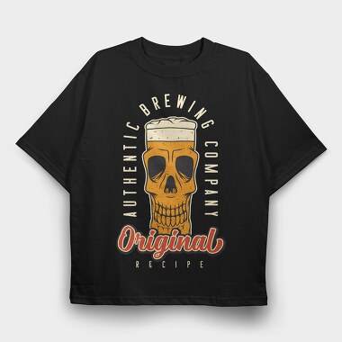 Beer Skull Original, Tricou Oversize Barbati (Unisex)