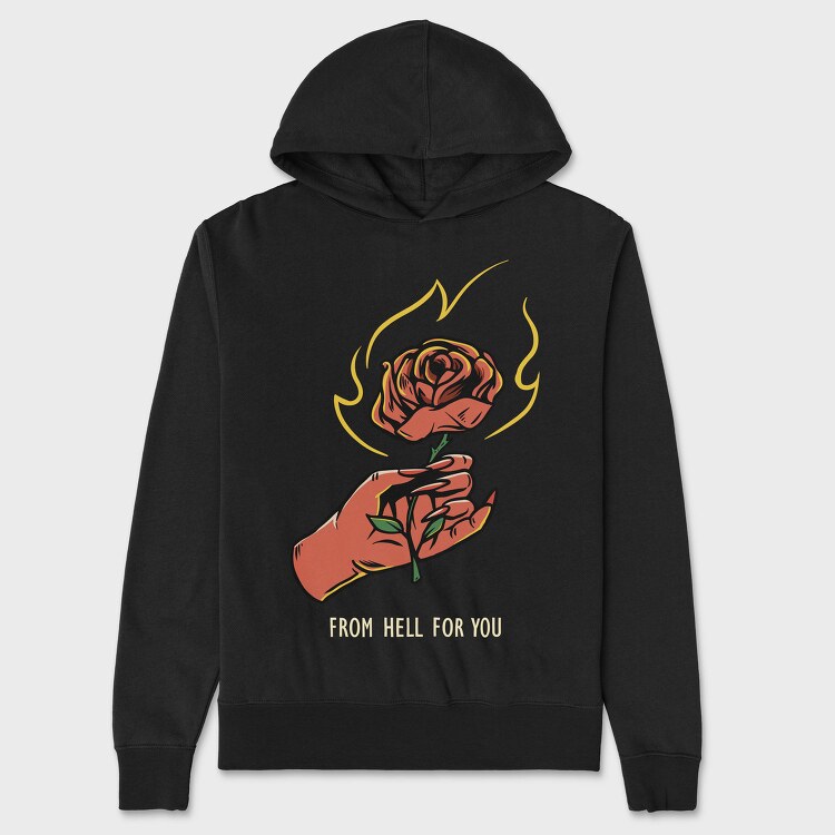 Burning Rose Hand, Hanorac Oversize Barbati (Unisex)