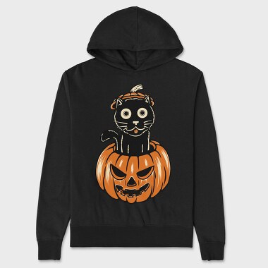 Pumpkin Kitty, Hanorac Oversize Barbati (Unisex)
