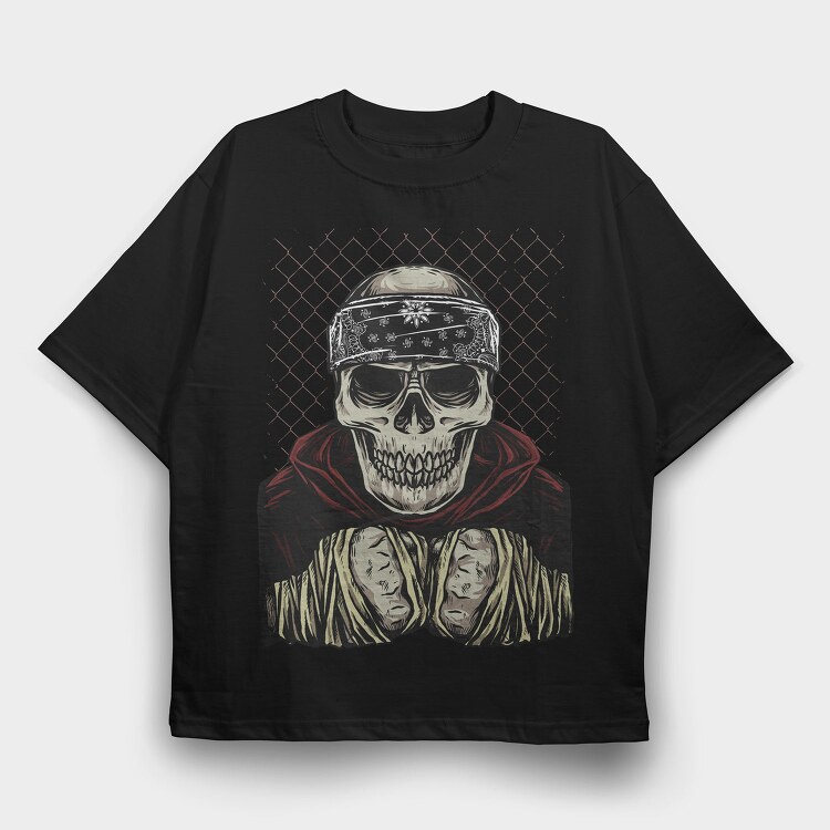 Skull Bandana Fence, Tricou Oversize Barbati (Unisex)