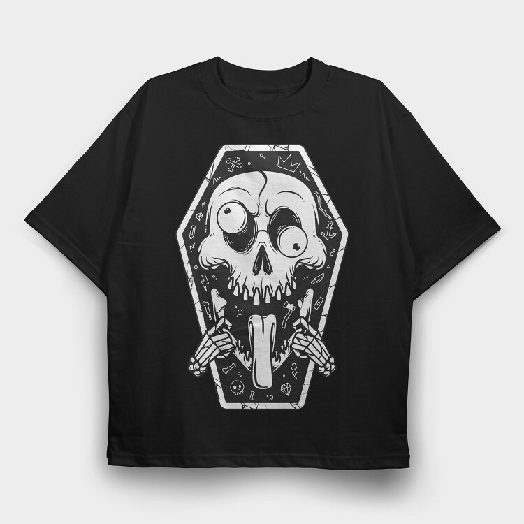 Skull Coffin Vibes, Tricou Oversize Barbati (Unisex)
