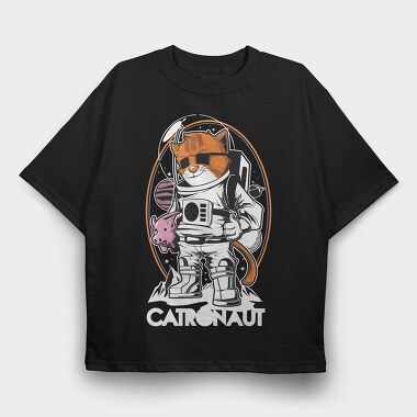 Space Cat Explorer, Tricou Oversize Barbati (Unisex)