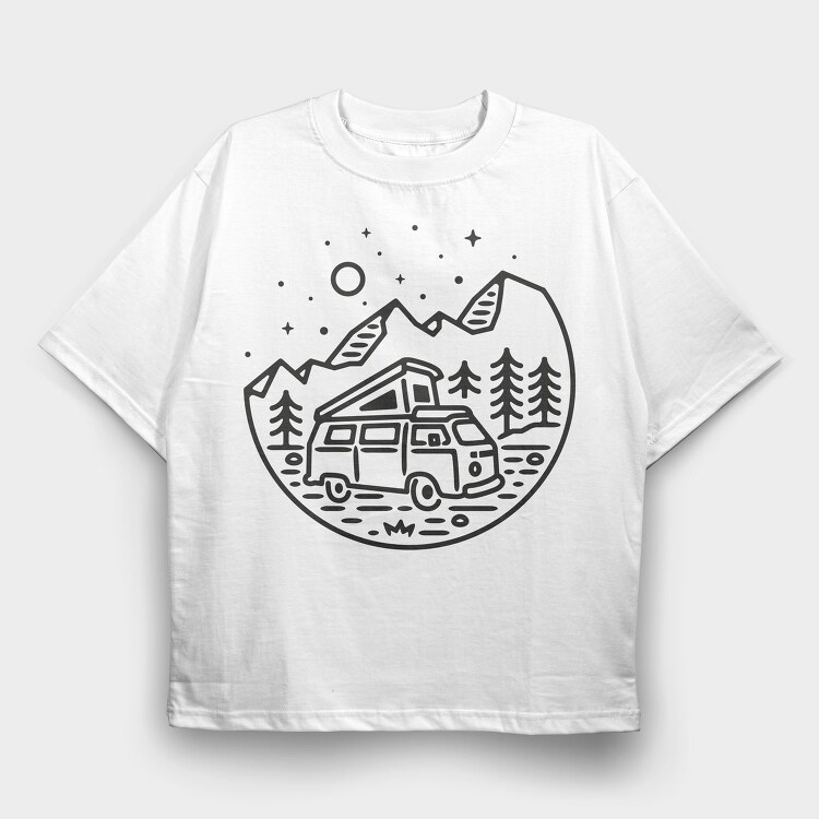 Camper Night Adventure, Tricou Oversize Barbati (Unisex)