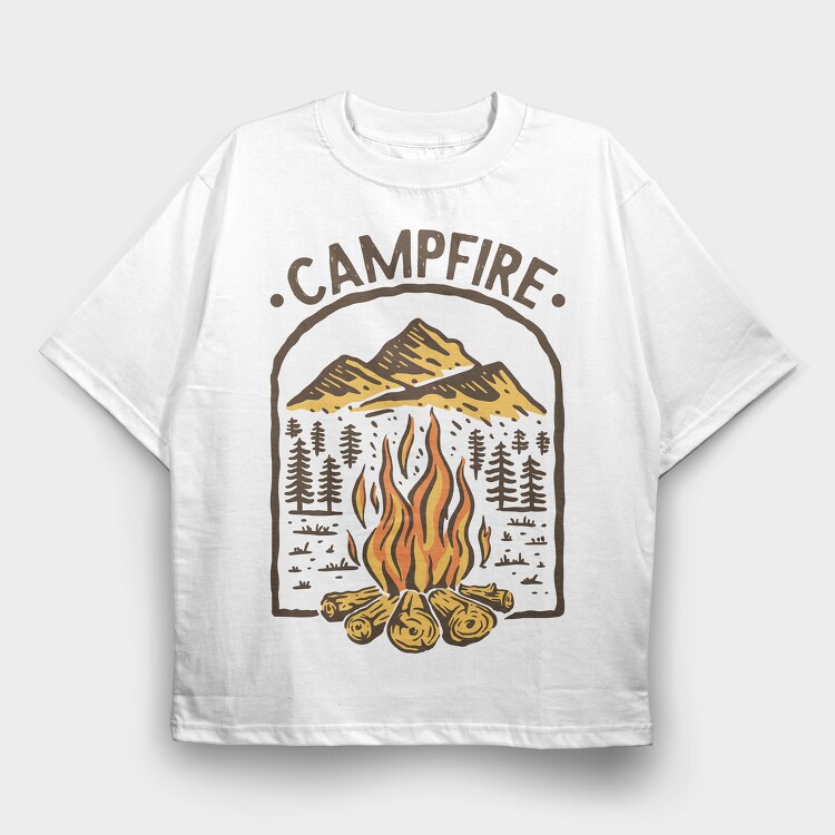 Campfire Mountain Adventure, Tricou Oversize Barbati (Unisex)